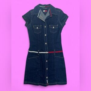 VintageY2K Tommy Hilfiger Denim Mini Dress with Red and White